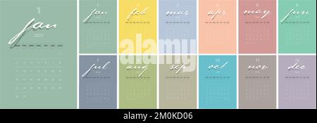 Creative minimal business monthly 2023 Calendar template vector. Desk, wall calendar for print, digital calendar or planner. Week start on Monday.