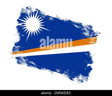 Stroke brush painted flag of marshall islands on white background Stock Photo
