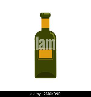 Glass bottle for wine. Vector illustration in flat style. Isolated object on a white background Stock Vector