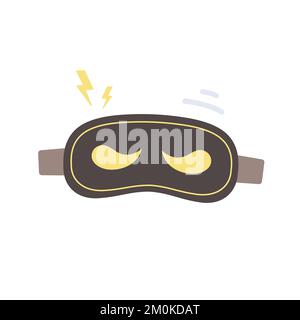 Kids sleeping mask. Ninja character mask. Monster eye mask with yellow eyes is in flat style. Colorful vector illustration. Stock Vector