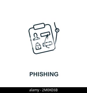 Phishing icon. Monochrome simple Cyber Security icon for templates, web design and infographics Stock Vector