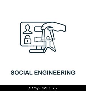 Social Engineering icon. Monochrome simple Cyber Security icon for templates, web design and infographics Stock Vector