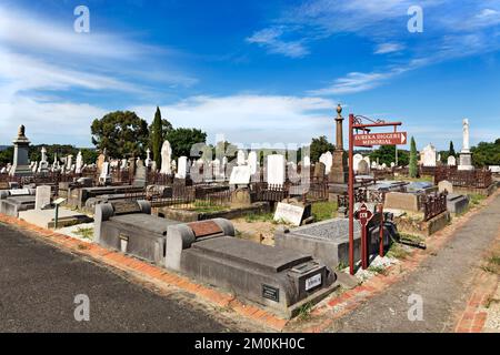 Ballarat Australia / Tombstones and graves at The Ballarat Old Cemetery.