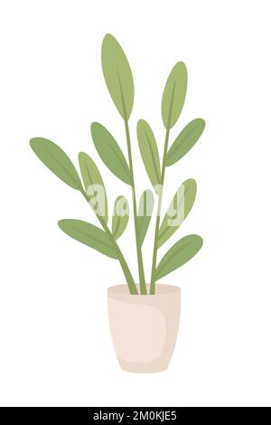 Potted plant with green leaves semi flat color vector object Stock Vector