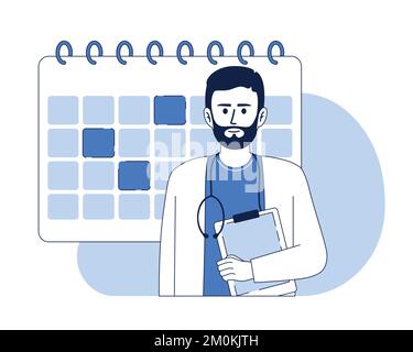 Schedule doctor appointment 2D vector isolated linear illustration Stock Vector