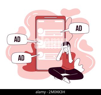 Annoying ads flat concept vector illustration Stock Vector