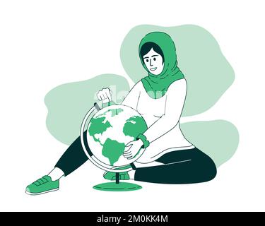 International education 2D vector isolated linear illustration Stock Vector