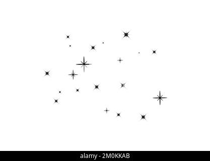 Fireworks star random source stream.  Falling Star. Stars on a white background. Stock Vector