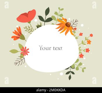 template with a composition of flowers with a place for your text Stock Vector