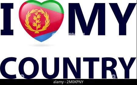 Heart with Eritrean flag colors. I Love My Country - Eritrea Stock Vector