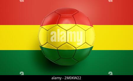 Soccer ball Bolivia flag on a Bolivia flag background. 3D illustration Stock Photo