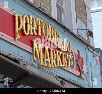 Portobello Market, 177 Portobello Road, Notting Hill, London, UK, W11 2DY Stock Photo