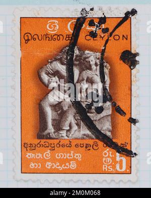 Photo of a postage stamp from Ceylon Sri Lankan Junglefowl Gallus ...