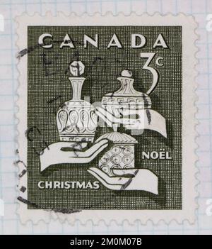Photo of a postage stamp from Canada Gifts from the Wise Men Christmas 1965 Stock Photo
