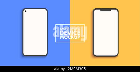 Modern Smartphone Device Showcase Mockup Blank White Display Vector Template Stock Vector