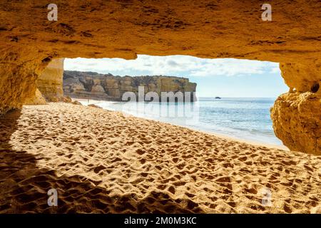 Sandy Coelha beach what translates to Rabbit Beach next to Albufeira, Algarve, Portugal Stock Photo