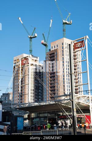 Central Croydon regeneration in December Stock Photo
