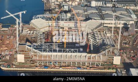 The new Everton FC Football Stadium at Bramley-Moore Dock, under construction. Liverpool,Merseyside, North West England, UK Stock Photo