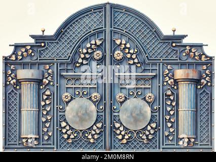 Expensive beautiful metal wrought iron gates. Automatic gate Stock ...