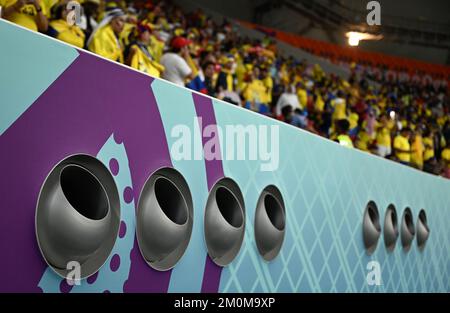 Doha, Qatar. 25th Nov, 2022. Air conditioniong devices are seen at Khalifa International Stadium in Doha, Qatar, Nov. 25, 2022. Credit: Li Ga/Xinhua/Alamy Live News Stock Photo