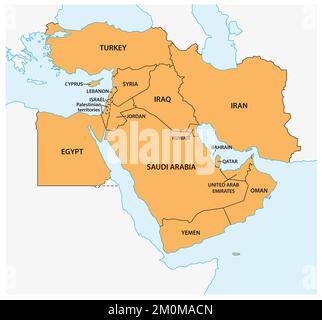 vector map of geopolitical region middle east Stock Photo