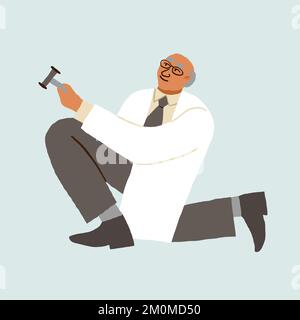Male Neurologist Character with Hammer for Diagnostic Reflex Vector illustration. Vector illustration Stock Vector