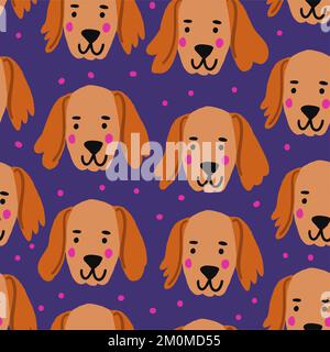 Vector seamless pattern with redfox labrador. Dog pattern. Vector illustration Stock Vector