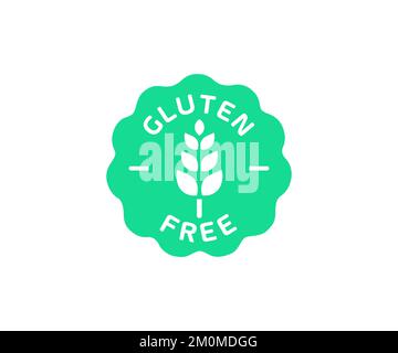 Gluten Free label or sticker logo design. No Wheat. Allergy Diet. Green Organic Natural Eco Bio Food Products Label Stamp. Stock Vector