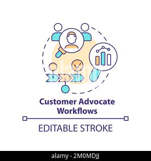 Customer advocate workflows concept icon Stock Vector