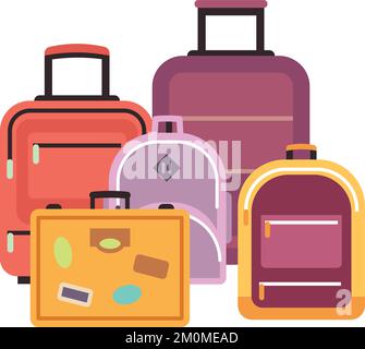 Travel bags pile. Luggage icon. Cartoon baggage Stock Vector