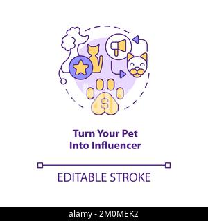 Turning pet into influencer concept icon Stock Vector