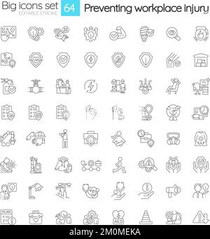 Workplace safety line icons collection. Safety, Prevention, Hazard ...