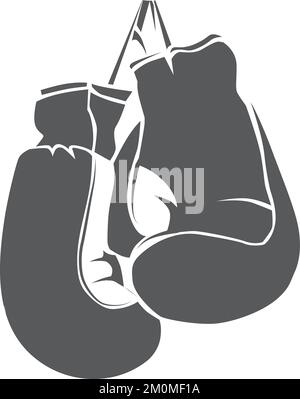 Boxing gloves icon. Fighting club black logo Stock Vector