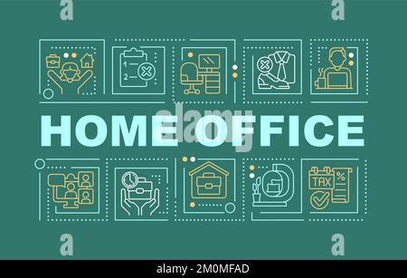 Home office word concepts dark green banner Stock Vector