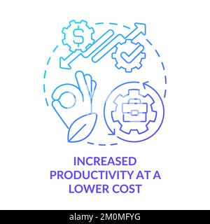 Increased productivity at lower cost blue gradient concept icon Stock Vector