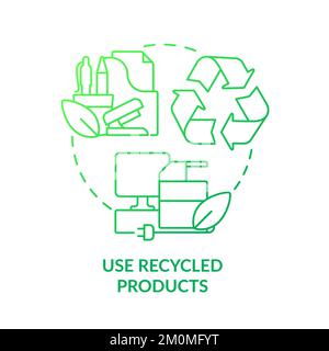 Use recycled products green gradient concept icon Stock Vector