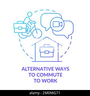 Alternative ways to commute to work blue gradient concept icon Stock Vector