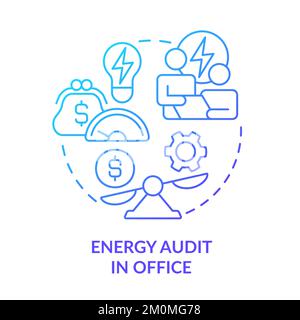 Energy audit in office blue gradient concept icon Stock Vector