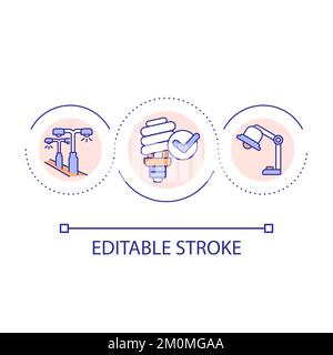 Lighting assessment in workplace loop concept icon Stock Vector