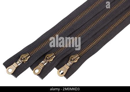 Diagonal open zipper lines isolated on white Stock Photo