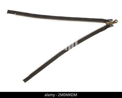 Open zipper isolated on white background Stock Photo