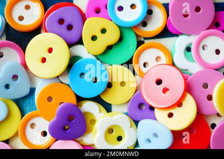 color Plastic buttons on white background  Stock Photo