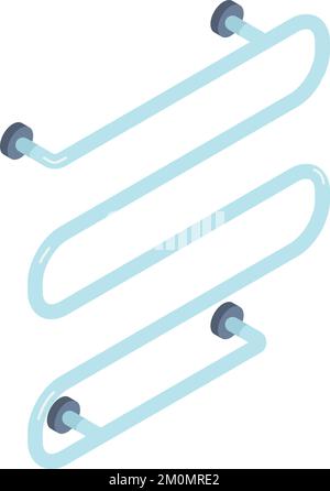 Heated towel rail isometric icon. Bathroom pipe Stock Vector