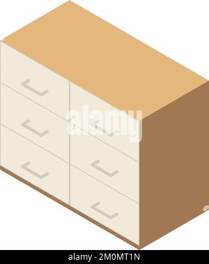 Dresser isometric icon. Wooden drawer home furniture Stock Vector