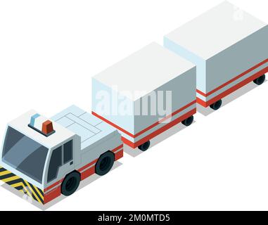 Airport tractor icon. Baggage transport. Isometric vehicle Stock Vector