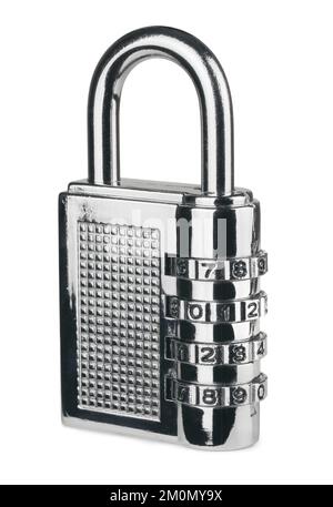 Steel combination padlock isolated on white Stock Photo