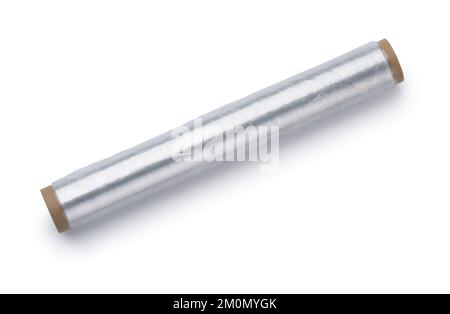 Top view of stretch food cling film roll isolated on white Stock Photo
