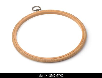 Empty embroidery cross stitch hoop isolated on white Stock Photo