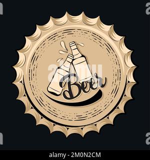Vintage beer bottles with foam poster Vector Stock Vector