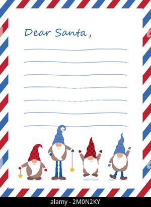 christmas wish list letter to santa claus for kids Stock Vector